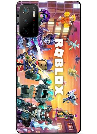 Силиконовый бампер чехол для xiaomi poco m3 pro с картинкой роблокс roblox