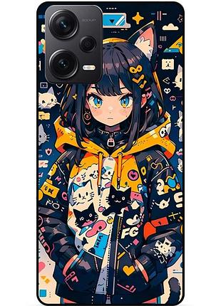 Силиконовый бампер чехол для xiaomi redmi note 12 pro plus с рисунком котики аниме