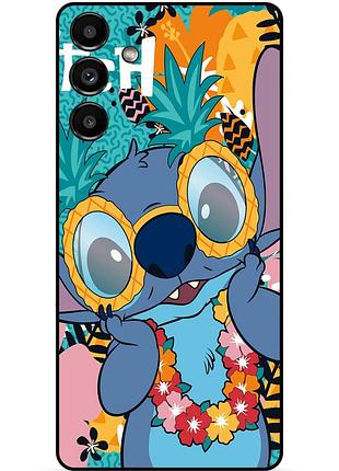 Силиконовый бампер чехол для samsung a35 с рисунком стич stitch