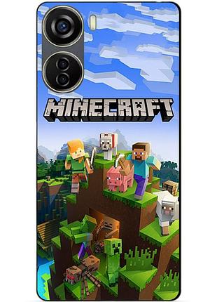 Чехол силиконовый бампер для zte blade v40 design с рисунком minecraft майнкрафт