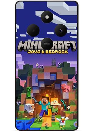 Чехол силиконовый бампер для xiaomi redmi 14c с картинкой майнкрафт minecraft