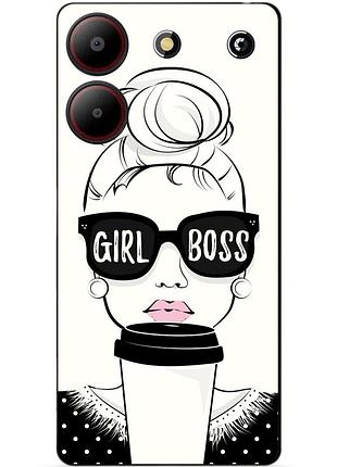 Чехол силиконовый бампер для zte blade a54 с рисунком girl boss