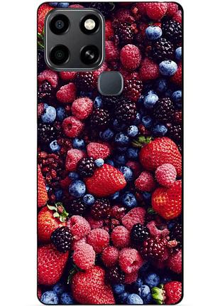 Чехол силиконовый бампер для infinix smart 6 с рисунком ягоды