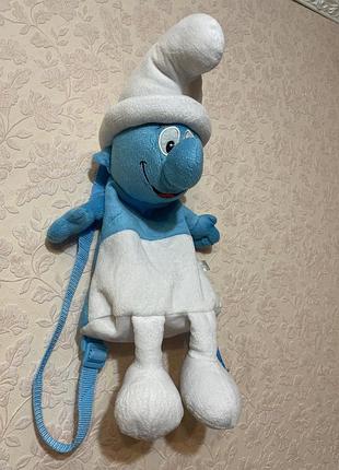 Дитячий м’який рюкзак «смурфик»