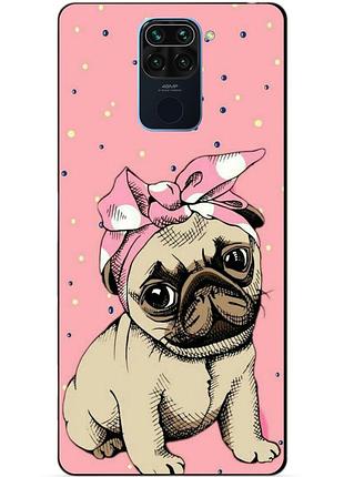 Силіконовий чохол бампер для xiaomi redmi note 9 з малюнком мопс