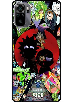 Силиконовый чехол бампер для xiaomi redmi note 10s с рисунком rick and morty рик и морти