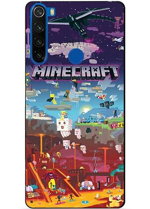 Силиконовый бампер чехол для xiaomi redmi note 8t игра minecraft майнкрафт