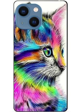 Силіконовий чохол бампер для iphone 14 plus з малюнком акварельний кіт