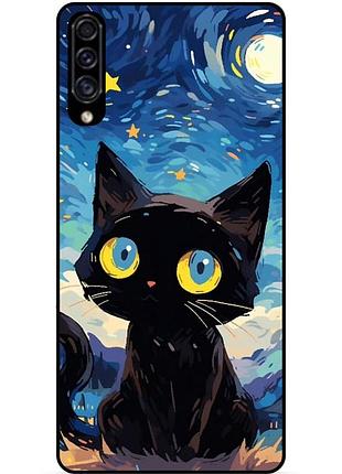 Силіконовий бампер чохол для xiaomi mi 9 lite котик ван гог зіркова ніч