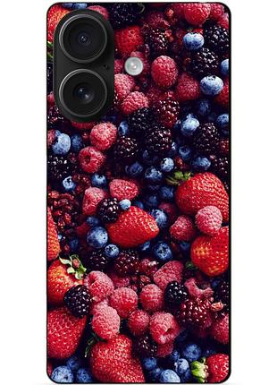 Чехол силиконовый бампер для iphone 16 plus с рисунком ягоды