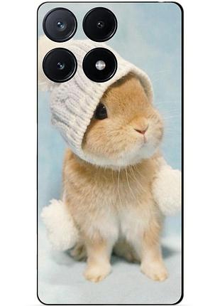 Силіконовий чохол бампер для xiaomi poco x6 pro 5g з малюнком зайчик у шапці