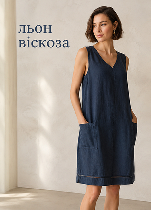 Легка сукня з льону та віскози міні р.12