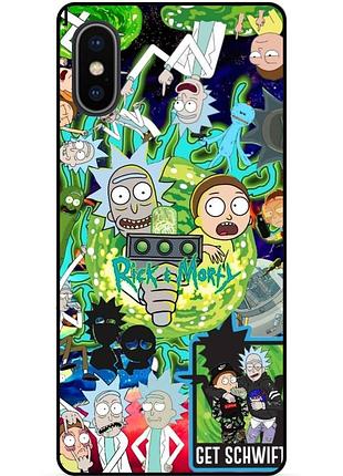 Силиконовый бампер чехол для iphone x 10 с рисунком rick and morty рик и морти