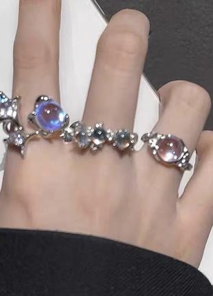 Сет каблучки відкриті з луними камінцями y2k