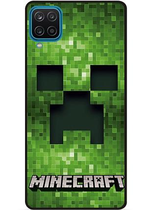 Силиконовый чехол бампер для samsung a12 с рисунком крипер minecraft майнкрафт