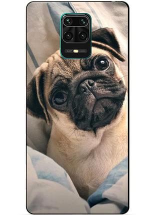 Чехол силиконовый бампер для xiaomi redmi note 9 pro с рисунком фото мопс
