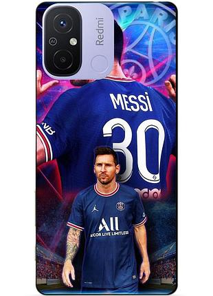 Силиконовый бампер чехол для xiaomi redmi 12c с рисунком месси псж messi
