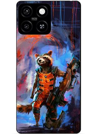 Чехол силиконовый бампер для zte blade a55 с рисунком енот ракета стражи галактики