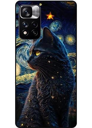 Силіконовий бампер чохол для xiaomi redmi note 11 pro plus 5g з малюнком кішка ван гог зіркова ніч