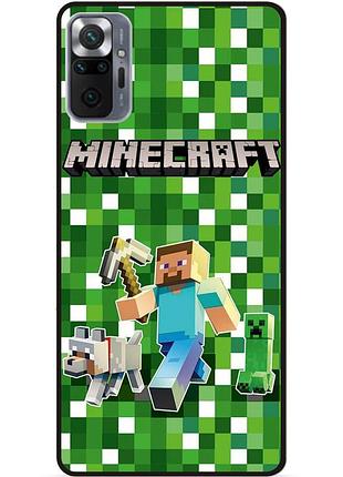 Силіконовий чохол бампер для xiaomi redmi note 10 pro стів minecraft кріпер майнкрафт