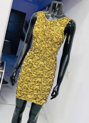 Золотистое кружевное мини-платье miss selfridge с драпировкой