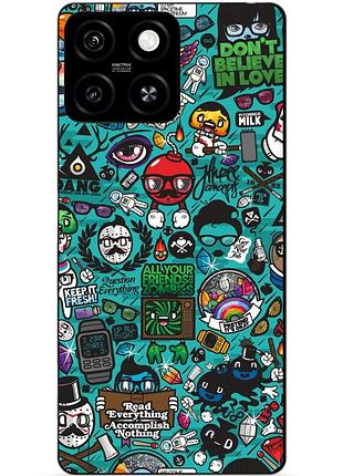 Чехол силиконовый бампер для zte blade a55 с рисунком стикеры