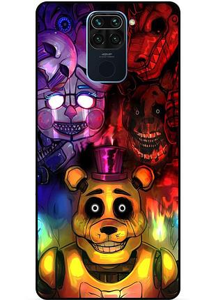 Силиконовый бампер чехол для xiaomi redmi note 9 с рисунком фредди freddy аниматроники