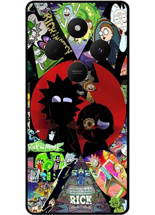 Силиконовый чехол бампер для xiaomi redmi 14c с рисунком rick and morty рик и морти