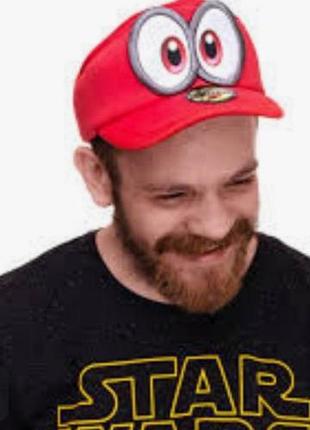 Кепка super mario с вышивкой глазки, сзади на липучье, размер универсальный и на взрослого и на ребенка.