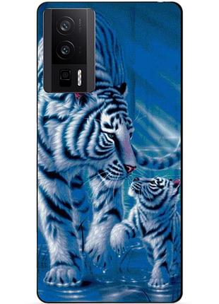 Чехол силиконовый бампер для xiaomi poco f5 pro с рисунком тигры