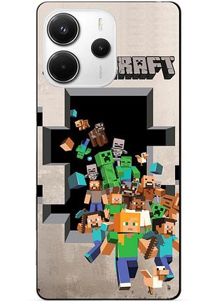 Чехол силиконовый бампер для xiaomi redmi note 14 с картинкой minecraft майнкрафт