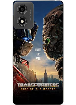 Силіконовий чохол бампер для motorola moto e14 з малюнком звіробої трансформери transformers