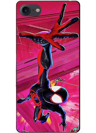 Силиконовый бампер чехол для iphone 7 с рисунком spider man человек паук майлз моралес