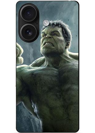 Чехол силиконовый бампер для iphone 16 plus с рисунком халк marvel hulk