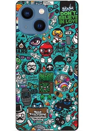 Силіконовий чохол бампер для iphone 14 plus з малюнком стикери