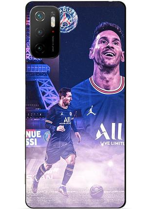 Силиконовый бампер чехол для xiaomi poco m3 pro с рисунком messi psg месси