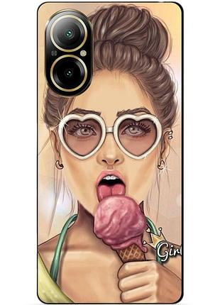 Чехол силиконовый бампер для realme c67 с рисунком мороженое
