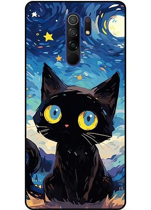 Силиконовый бампер чехол для xiaomi redmi note 8 pro котик звездная ночь ван гог