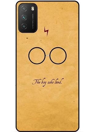 Силиконовый бампер чехол для xiaomi poco m3 с рисунком гарри поттер harry potter очки