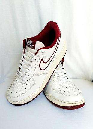 Мужские кроссовки кожаные nike air force 1' 07 lether( team red/ white)