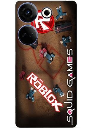 Чехол силиконовый бампер для tecno camon 20 pro с рисунком roblox игра в кальмара роблокс