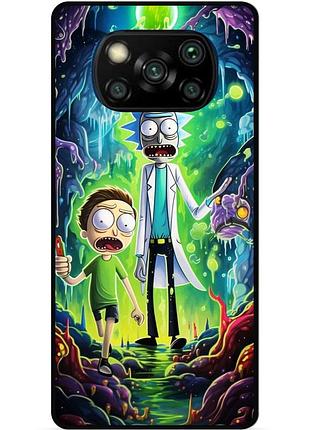 Силиконовый чехол бампер для xiaomi poco x3 с рисунком рик и морти rick and morty