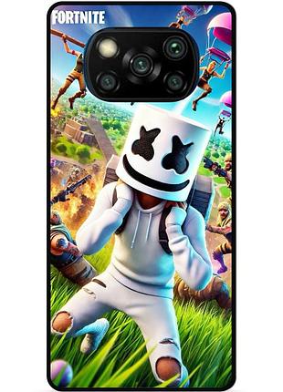 Силиконовый чехол бампер для xiaomi poco x3 с рисунком фортнайт fortnite