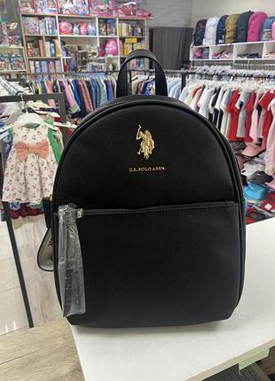 Чорний шкіряний рюкзак u.s. polo assn.