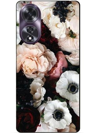 Чехол силиконовый бампер для oppo a60 с рисунком маки цветы