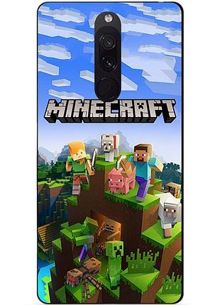 Силиконовый бампер чехол для xiaomi redmi 8 с рисунком minecraft майнкрафт
