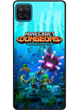 Силиконовый бампер чехол для samsung m12 с рисунком майнкрафт minecraft