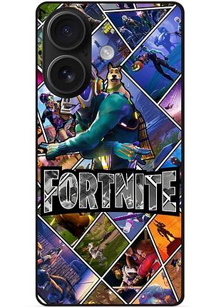 Чехол силиконовый бампер для iphone 16 с картинкой фортнайт fortnite
