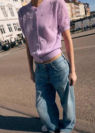 Рожевий кардиган жіночий з блискітками zara new