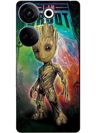 Чехол силиконовый бампер для tecno camon 20 pro с рисунком groot грут стражи галактики